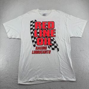 Vintage Hanes Beefy Red Line Oil Shirt Mens Large White Racing Single Stitch